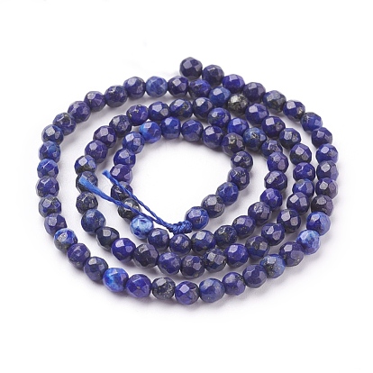 Perles lapis-lazuli brins, facette, ronde