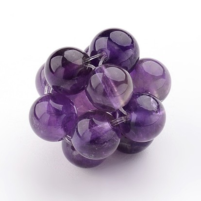 Natural Amethyst Woven Beads, Cluster Beads, 20mm, Hole: 3mm