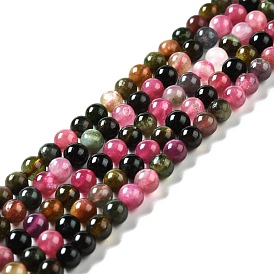 Natural Colorful Tourmaline Beads Strands, Grade A, Round