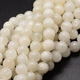 Brins de perles rondes en pierre de lune blanche naturelle