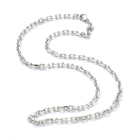 304 Stainless Steel Cable Chain Necklaces, with Lobster Claw Clasps, Faceted