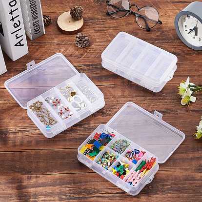 BENECREAT Plastic Removable Divider Box Double Layer Plastic Divide Containers with Adjustable Dividers for Earring Storage Containers Clear Plastic Bead Case