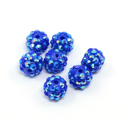 Chunky perles strass résine bubblegum à billes, multicolore, ronde