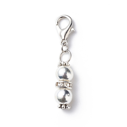 Décorations pendentifs en perles d'hématite synthétique non magnétiques, breloques fermoir mousqueton, breloques à clipser, pour porte-clés, sac à main, ornement de sac à dos, marqueur de point