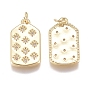 Brass Micro Pave Cubic Zirconia Pendants, with Jump Ring, Long-Lasting Plated, Rectangle with Star