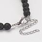 Bracelets de perles de pierre de lave naturelle, Avec perles en perles d'eau douce et fermoir en laiton