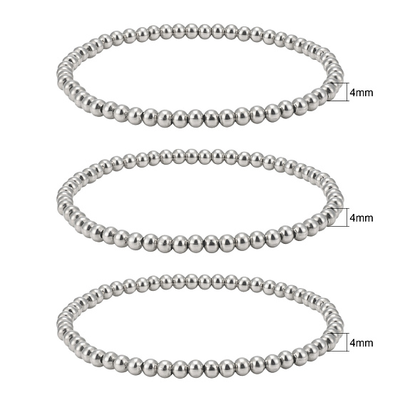 304 Stainless Steel Stretch Bracelets Set for Men Women, Ball Chain Bracelets