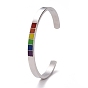 Браслет-манжета Rainbow Pride, 201 плоский открытый браслет из эмали из нержавеющей стали для мужчин и женщин
