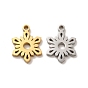 Ion Plating(IP) 304 Stainless Steel Charms, Christmas Snowflake
