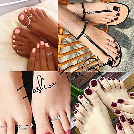 Sexy Floral 8-Piece Foot Ring Set with Adjustable Open Design - Minimalist Toe Rings for Women