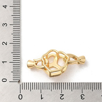 Brass Fold Over Clasps with Shell, Flower