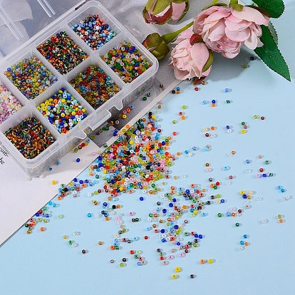 160G 8 Style Glass Seed Beads, Round Small Beads