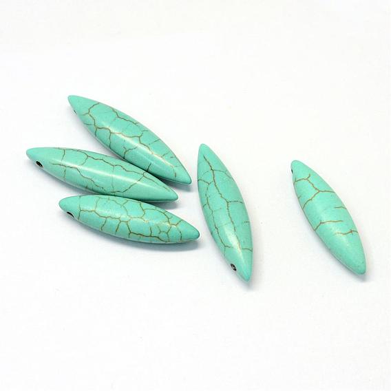 Pendentifs pierres fines turquoise synthétiques, riz, teint