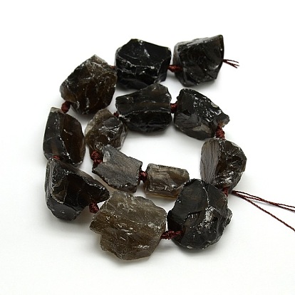 Raw Rough Natural Smoky Quartz Nuggets Bead Strands, 18~30x15~23x11~15mm, Hole: 3mm, about 18pcs/strand, 16.53 inch
