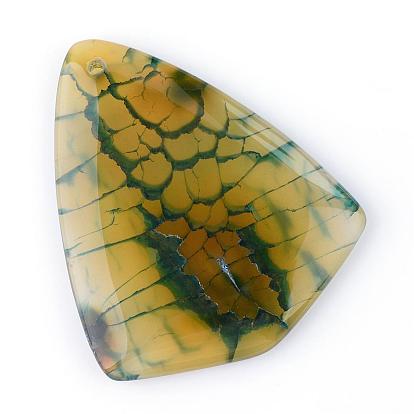 Natural Crackle Agate Pendants, Dyed, Mixed Shape, 48~57x33~45x5.5~6.5mm, Hole: 2mm