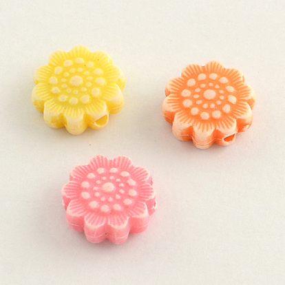 Craft Style Acrylic Beads, Flower, 11x4mm, Hole: 2mm, about 1300pcs/500g