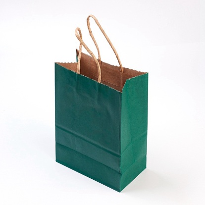 Мешки из крафт-бумаги, с ручками, подарочные пакеты, сумки для покупок, прямоугольные