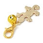 Gecko Alloy Enamel Pendants Decoraiton, with Bell Charm and Zinc Alloy Lobster Claw Clasps