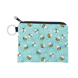 Portefeuilles en polyester imprimé abeilles avec fermeture éclair, porte monnaie pour femme, rectangle