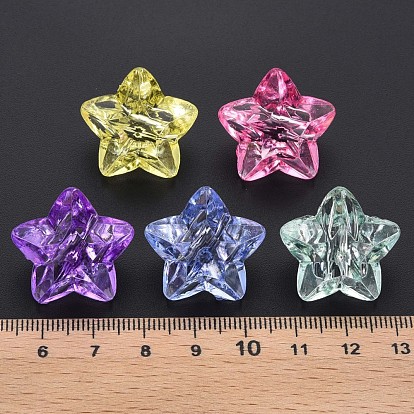 Transparent Acrylic Beads, Faceted, Star