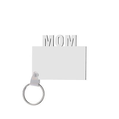Rectangle with Word MOM Blank Wood Keychain, DIY Hand Painted Keychain Making for Mother's Day