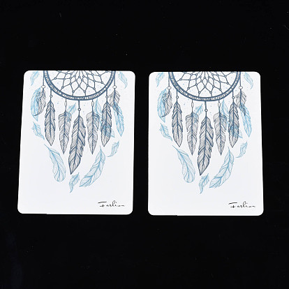 Cartes d'affichage en carton, utilisé pour la broche, rectangle avec motif de plumes