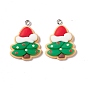 Christmas Theme Opaque Resin Pendants, with Platinum Tone Iron Findings, Christmas Tree