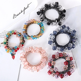 Chic Pearl Hair Tie for Women, Elegant Ponytail Holder with Rhinestone and Beads Decoration