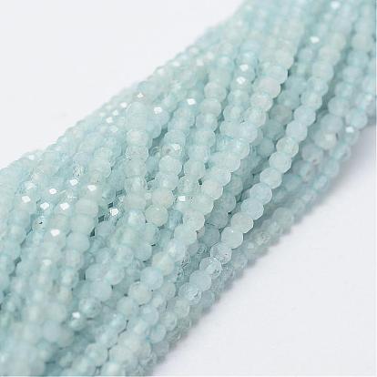 Brins aigue-marine de perles naturelles, Grade a, facette, ronde