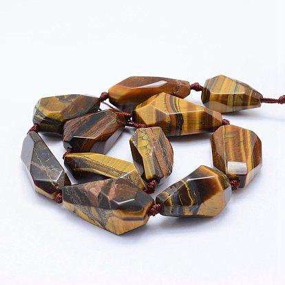 Natural Tiger Eye Beads Strands, Faceted, Drop