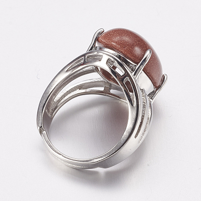 Драгоценный камень шириной полосы палец кольца, с латунными кольцами, овальные
