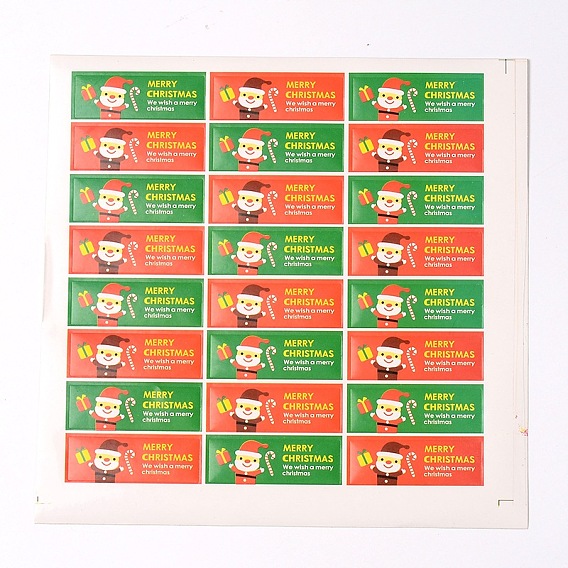 Прямоугольник с Санта-Клауса шаблон поделки этикетки наклейки Пастер изображения на Рождество, 16.8x16.4см, о 24pcs / лист