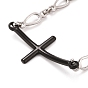 304 Stainless Steel Cross Link Bracelet with Teardrop chains for Men Women