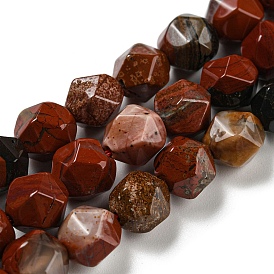 Rouge naturel perles de jaspe brins, facette, polygone