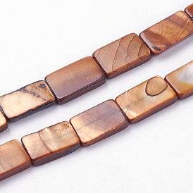 Natural Freshwater Shell Beads Strands, Dyed, Rectangle
