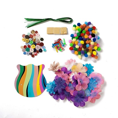 Kits créatifs d'art de bouton de résine de modèle de fleur de bricolage, avec cadre en papier, punaise, fil de fer, peinture artisanale éducative jouets collants pour enfants