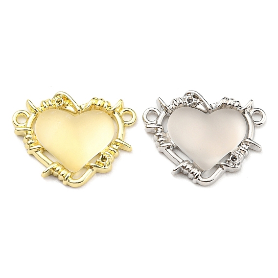 Alloy Connector Rhinestone Settings, with Translucent Resin, Heart Links