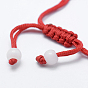 Натуральный майанмар нефрит / бурманский нефрит плетеные браслеты из бисера, браслеты с красной нитью, с нейлоновым шнуром, баррель