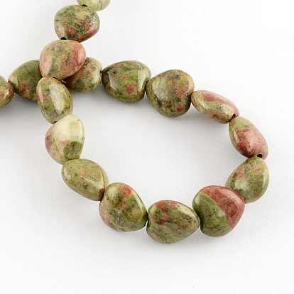 Natural Unakite Bead Strands, Heart