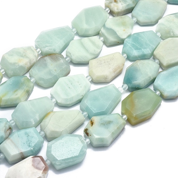 Chapelets de perles amazonite naturelles  , perles de dalle plate, nuggets, facette