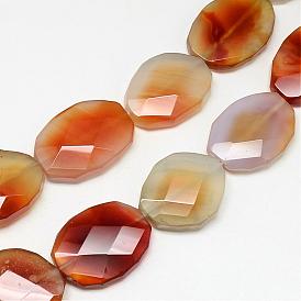 Natural Carnelian Bead Strands, Faceted, Dyed, Oval