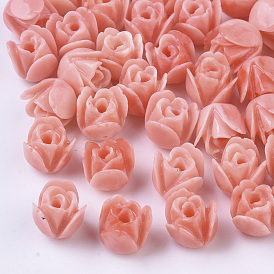 Synthetic Coral Beads, Dyed, Two Tone, Rose