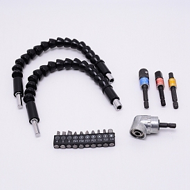 Flexible Drill Bit Extension Kit, Including Flexible Drill Bit Extension, Shank Socket Adapter, 105°Right Angle Drill Adaptor, Screwdriver Head Set