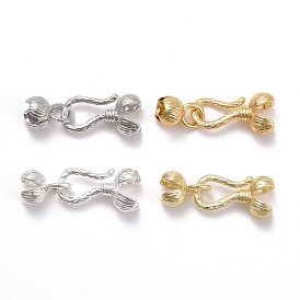 Locking Double Brass Bead Tips, Calotte Ends with Loops, Clamshell Knot Covers