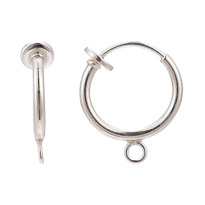 925 Sterling Silver Clip-on Earring Findings, wit Loop
