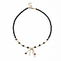 Tassel Pendant Necklace with Glass Beaded Chains for Women