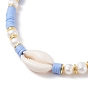 Polymer Clay Heishi Beaded Necklace, Natural Pearl & Cowrie Shell Necklace for Women