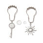 4 стильные крючки для штор с луной, ключом и солнцем, с железными кольцами для штор и стеклянными кабошонами, для отделки ванной комнаты