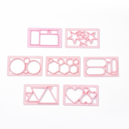 7 piezas 7 juego de cortadores de arcilla de plástico estilo, ovalado y redondo y polígono y estrella, con anilla de hierro y gancho para pendientes