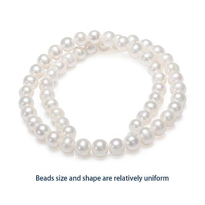 Brins de perles de culture d'eau douce naturelles, ronde, 7~8mm, Trou: 0.8mm, Environ 60 pcs/chapelet, 15.75 pouce